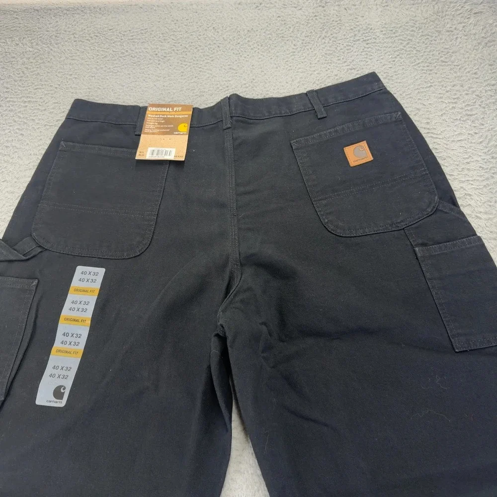 Carhartt Jeans Mens 40x32 Black Loose Straight Washed Duck Dungaree Orginal Fit